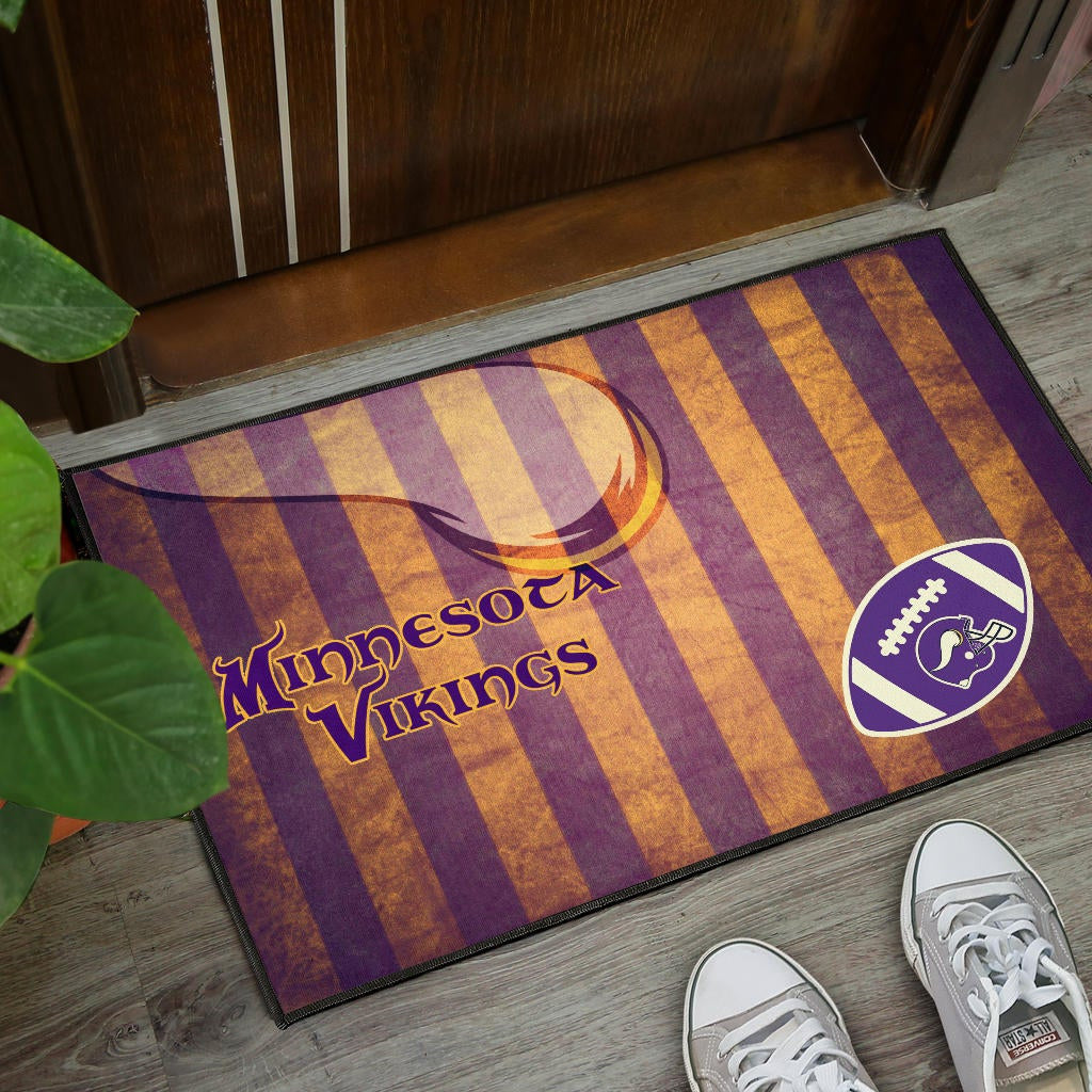 Minnesota Vikings American Football Team Door Mat Rugby Ball On Flag With Viking Horn Adrian Peterson Door Mat Home Decor