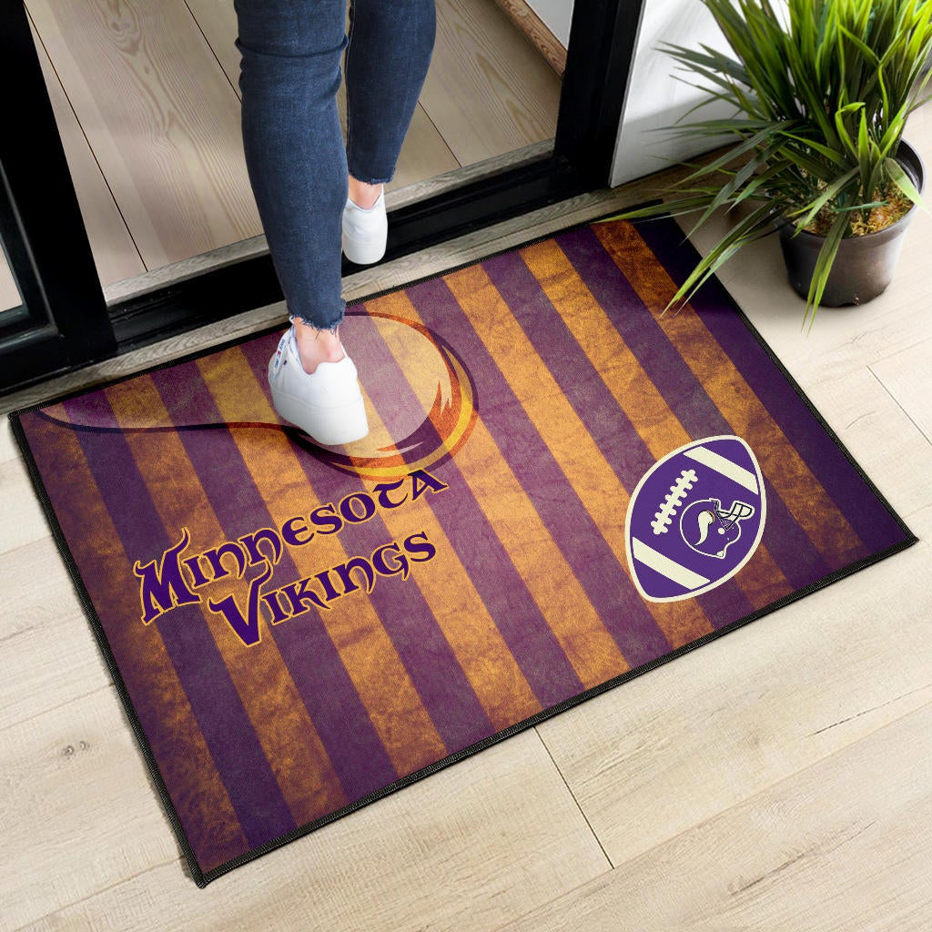 Minnesota Vikings American Football Team Door Mat Rugby Ball On Flag With Viking Horn Adrian Peterson Door Mat Home Decor