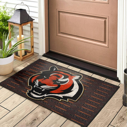 Cincinnati Bengals American Football Team Door Mat Bengal Head Grr Text Patterns Background Door Mat Home Decor