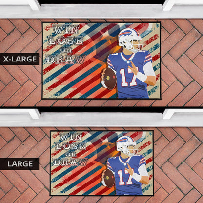 Buffalo Bills American Football Team Door Mat Player 17 Attack Rugby Ball Funny Quote Win Lose Or Draw Door Mat Home Decor