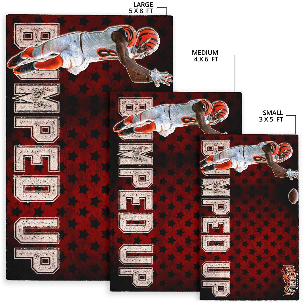 Cincinnati Bengals American Football Team Area Rug Jerome Simpson Running For Rugby Ball And Bumped Up Rugs Home Decor