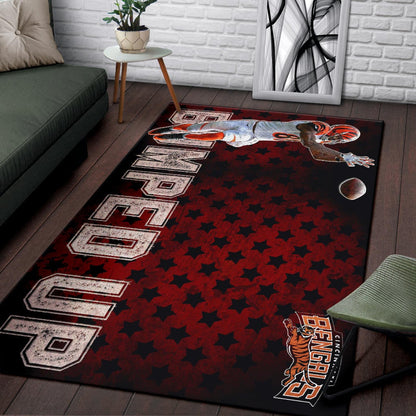 Cincinnati Bengals American Football Team Area Rug Jerome Simpson Running For Rugby Ball And Bumped Up Rugs Home Decor