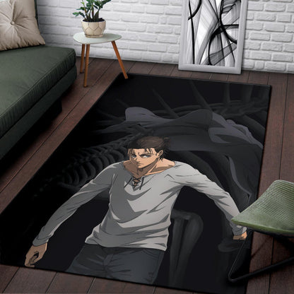 Attack On Titan Anime Area Rug - Eren Take Off Cloak Monster Skeleton Rugs Home Decor