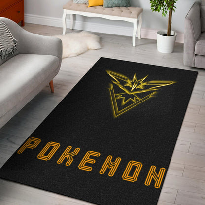 Pokemon Anime Area Rug Team Instinct Symbol Neon Zapdos Pokemon Go Rugs Home Decor