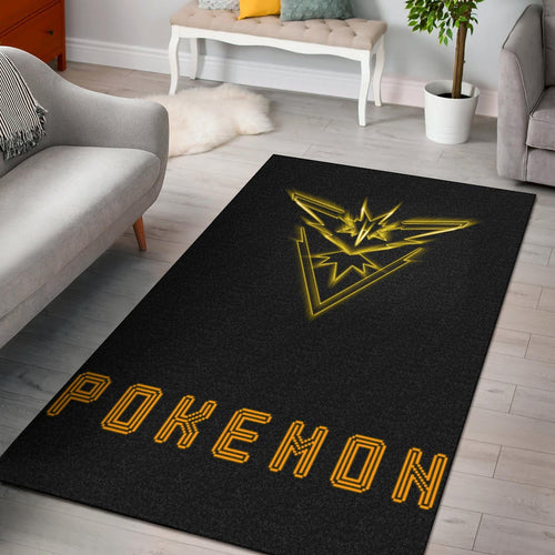 Pokemon Anime Area Rug Team Instinct Symbol Neon Zapdos Pokemon Go Rugs Home Decor