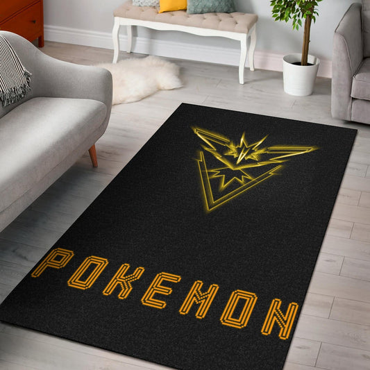 Pokemon Anime Area Rug Team Instinct Symbol Neon Zapdos Pokemon Go Rugs Home Decor