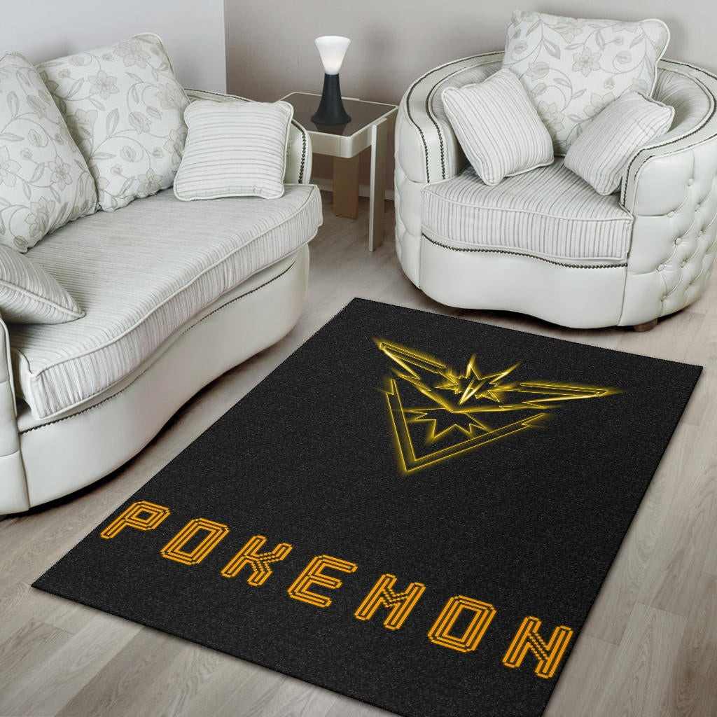 Pokemon Anime Area Rug Team Instinct Symbol Neon Zapdos Pokemon Go Rugs Home Decor