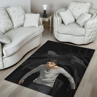Attack On Titan Anime Area Rug - Eren Take Off Cloak Monster Skeleton Rugs Home Decor