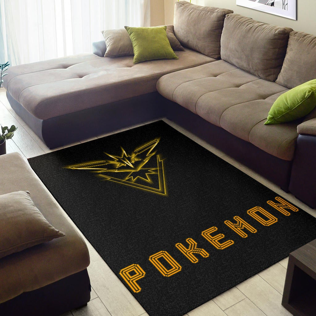 Pokemon Anime Area Rug Team Instinct Symbol Neon Zapdos Pokemon Go Rugs Home Decor