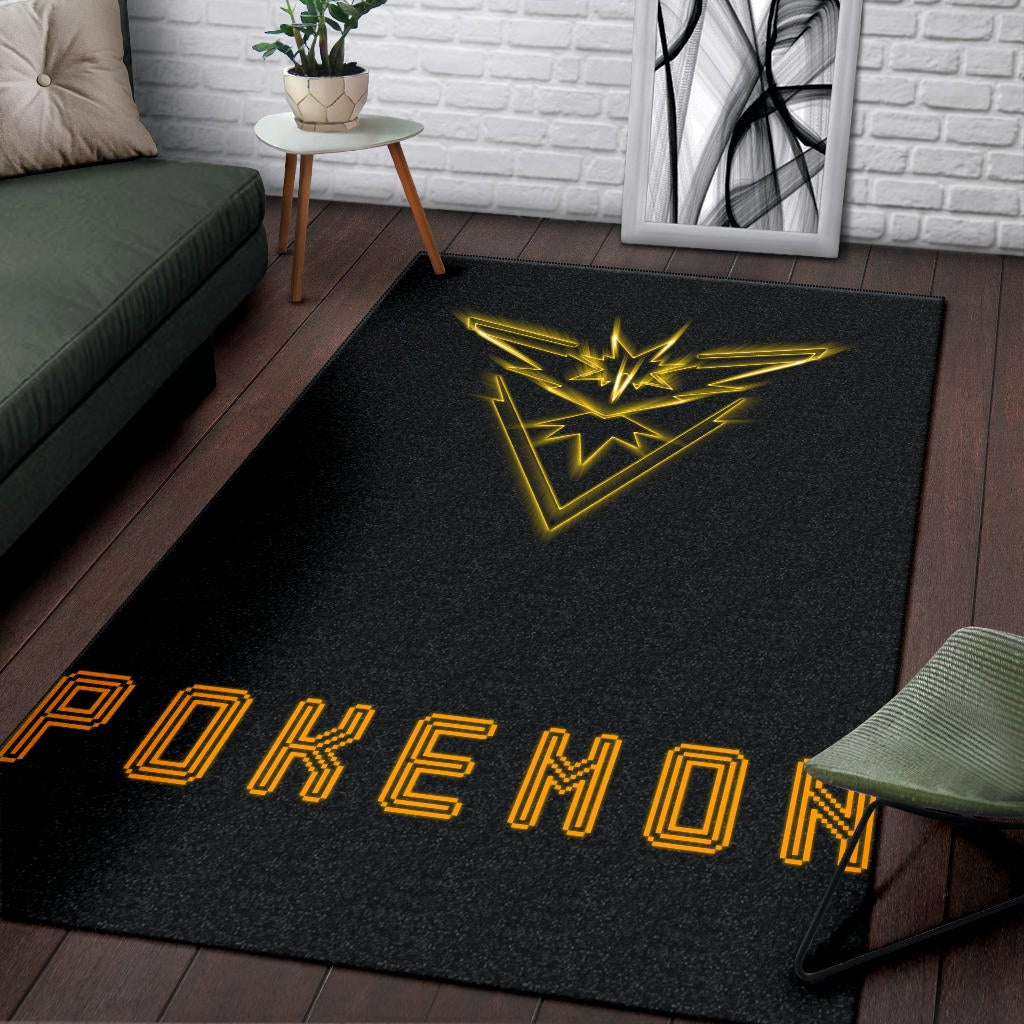 Pokemon Anime Area Rug Team Instinct Symbol Neon Zapdos Pokemon Go Rugs Home Decor
