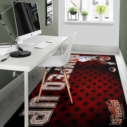 Cincinnati Bengals American Football Team Area Rug Jerome Simpson Running For Rugby Ball And Bumped Up Rugs Home Decor