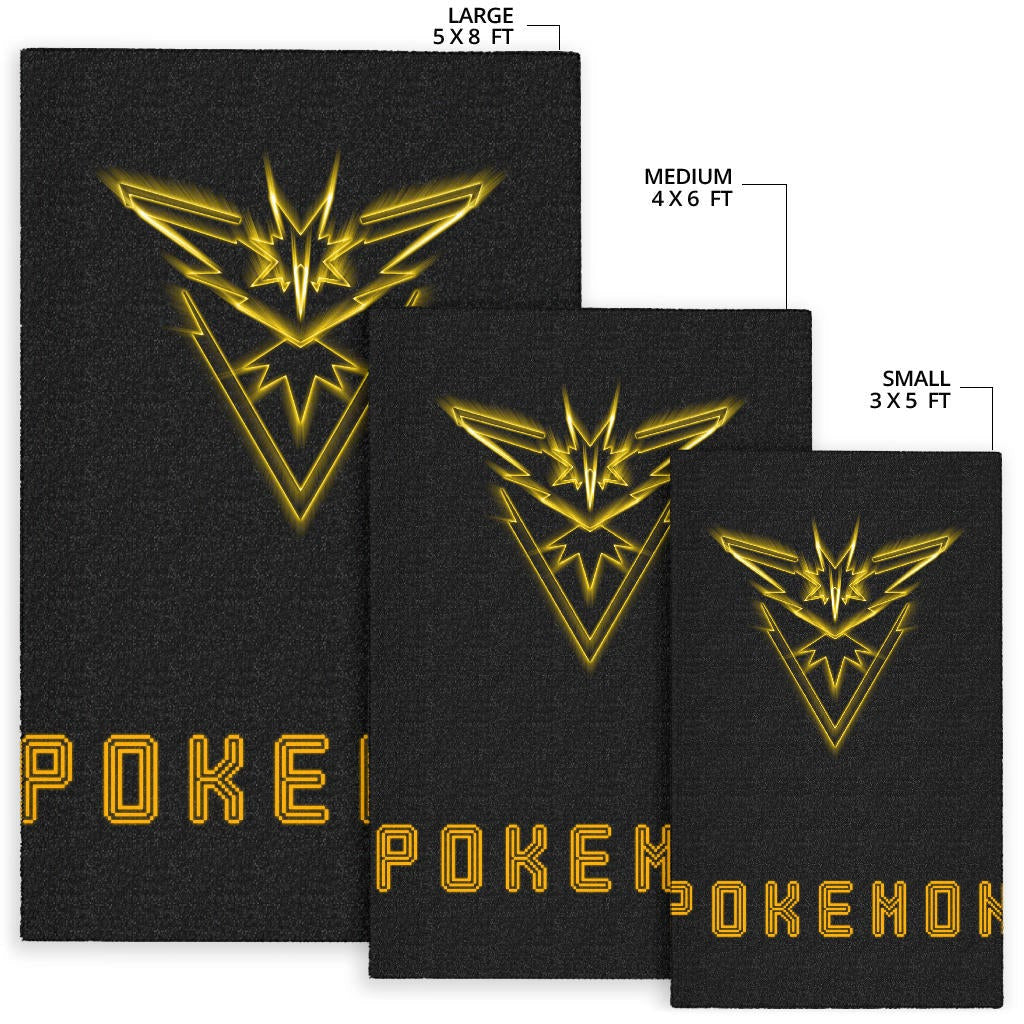 Pokemon Anime Area Rug Team Instinct Symbol Neon Zapdos Pokemon Go Rugs Home Decor