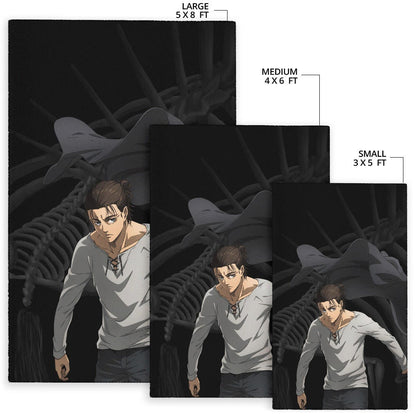 Attack On Titan Anime Area Rug - Eren Take Off Cloak Monster Skeleton Rugs Home Decor