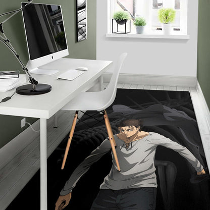 Attack On Titan Anime Area Rug - Eren Take Off Cloak Monster Skeleton Rugs Home Decor