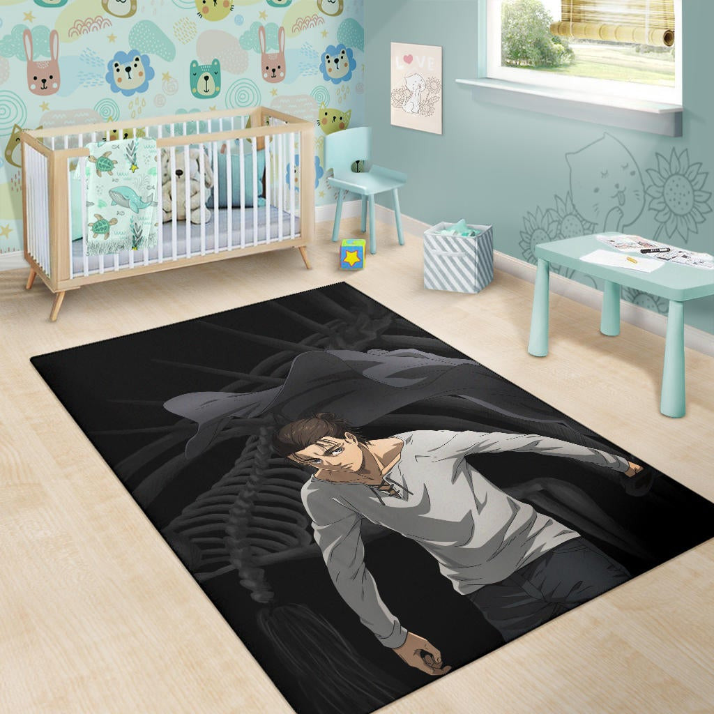Attack On Titan Anime Area Rug - Eren Take Off Cloak Monster Skeleton Rugs Home Decor