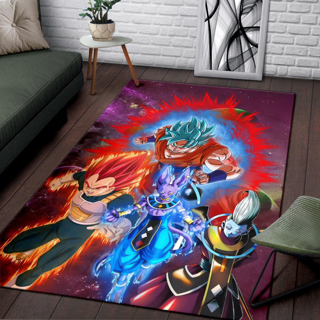 Dragon Ball Anime Area Rug - DB Super Saiyan Powerful Burst Limit Rugs Home Decor