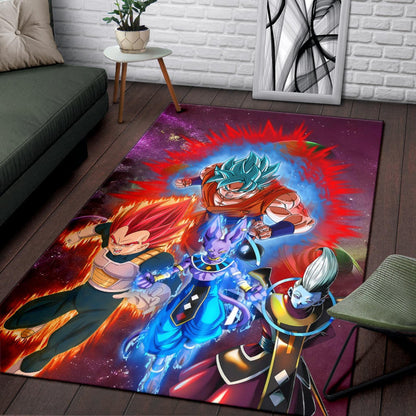 Dragon Ball Anime Area Rug - DB Super Saiyan Powerful Burst Limit Rugs Home Decor