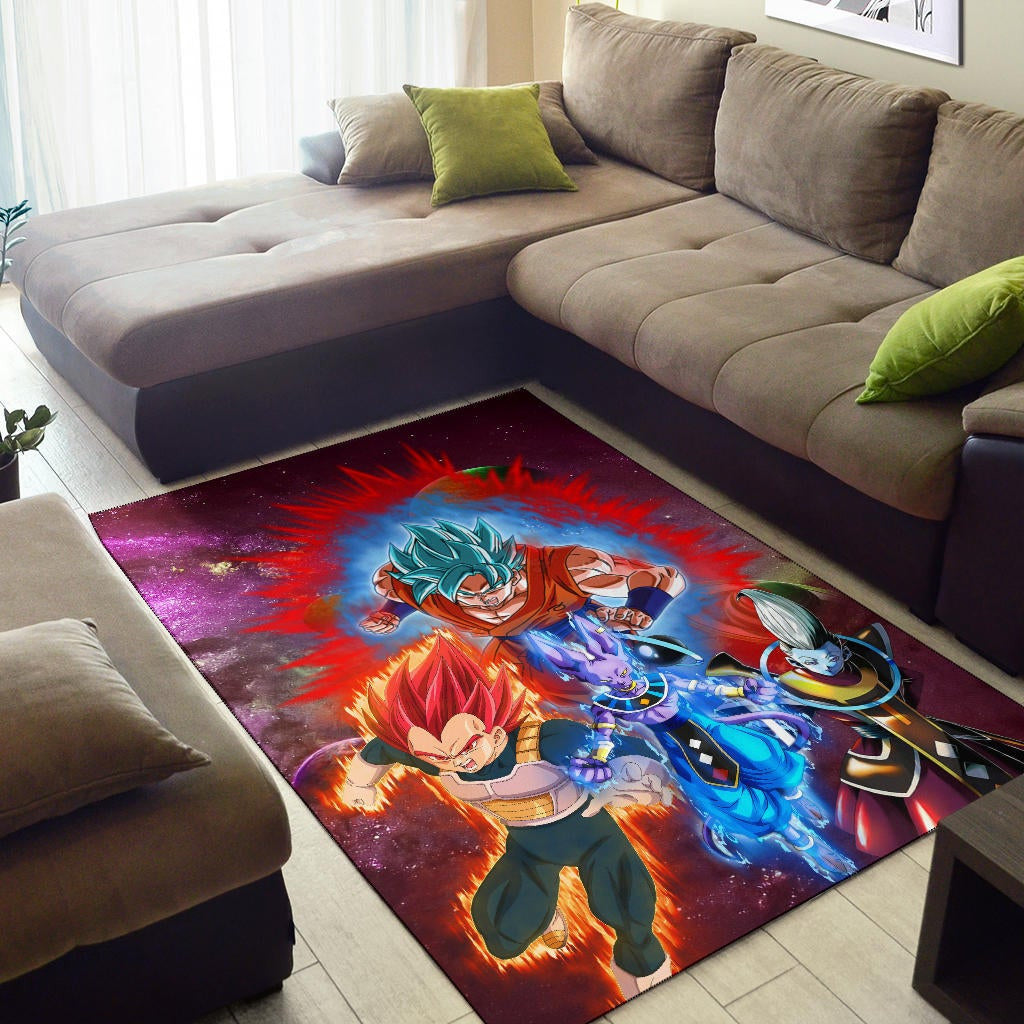 Dragon Ball Anime Area Rug - DB Super Saiyan Powerful Burst Limit Rugs Home Decor