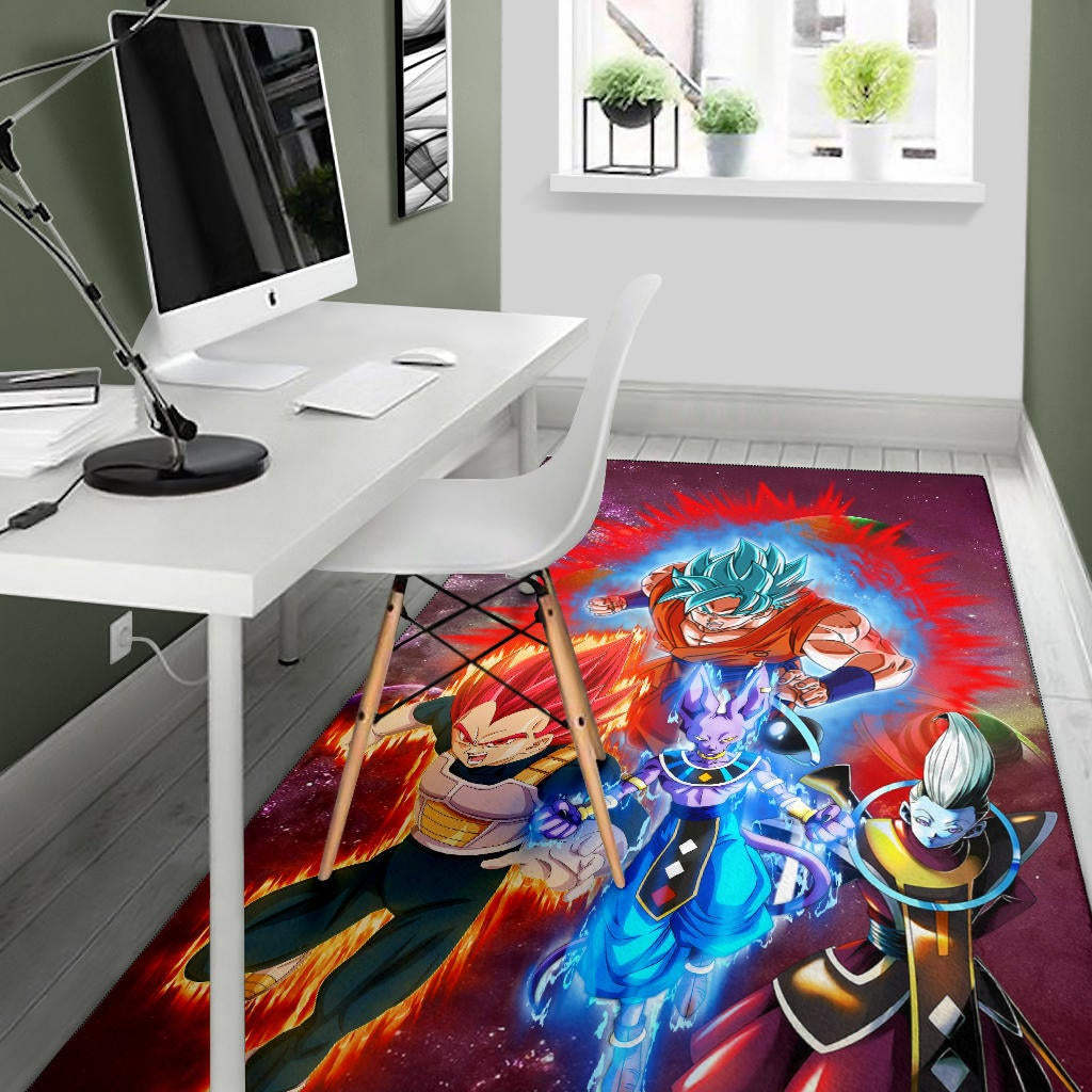 Dragon Ball Anime Area Rug - DB Super Saiyan Powerful Burst Limit Rugs Home Decor