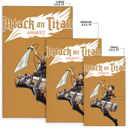 Attack On Titan Anime Area Rug - Handsome Levi Fighting Wind Blade White Wing Rugs Home Decor