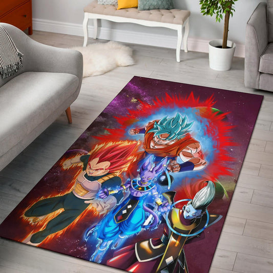 Dragon Ball Anime Area Rug - DB Super Saiyan Powerful Burst Limit Rugs Home Decor