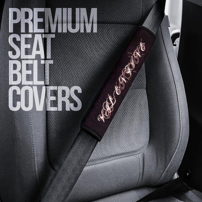 Valentine Seat Belt Covers - Skeleton Chest In Pink Heart Skull Patterns Belt Covers