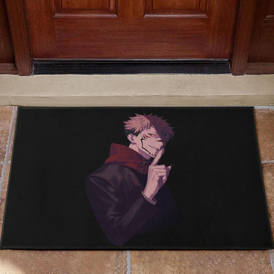 Jujutsu Kaisen Anime Door Mat Sukuna Yuji Combine Black Fire Evil Smiling Door Mat Home Decor