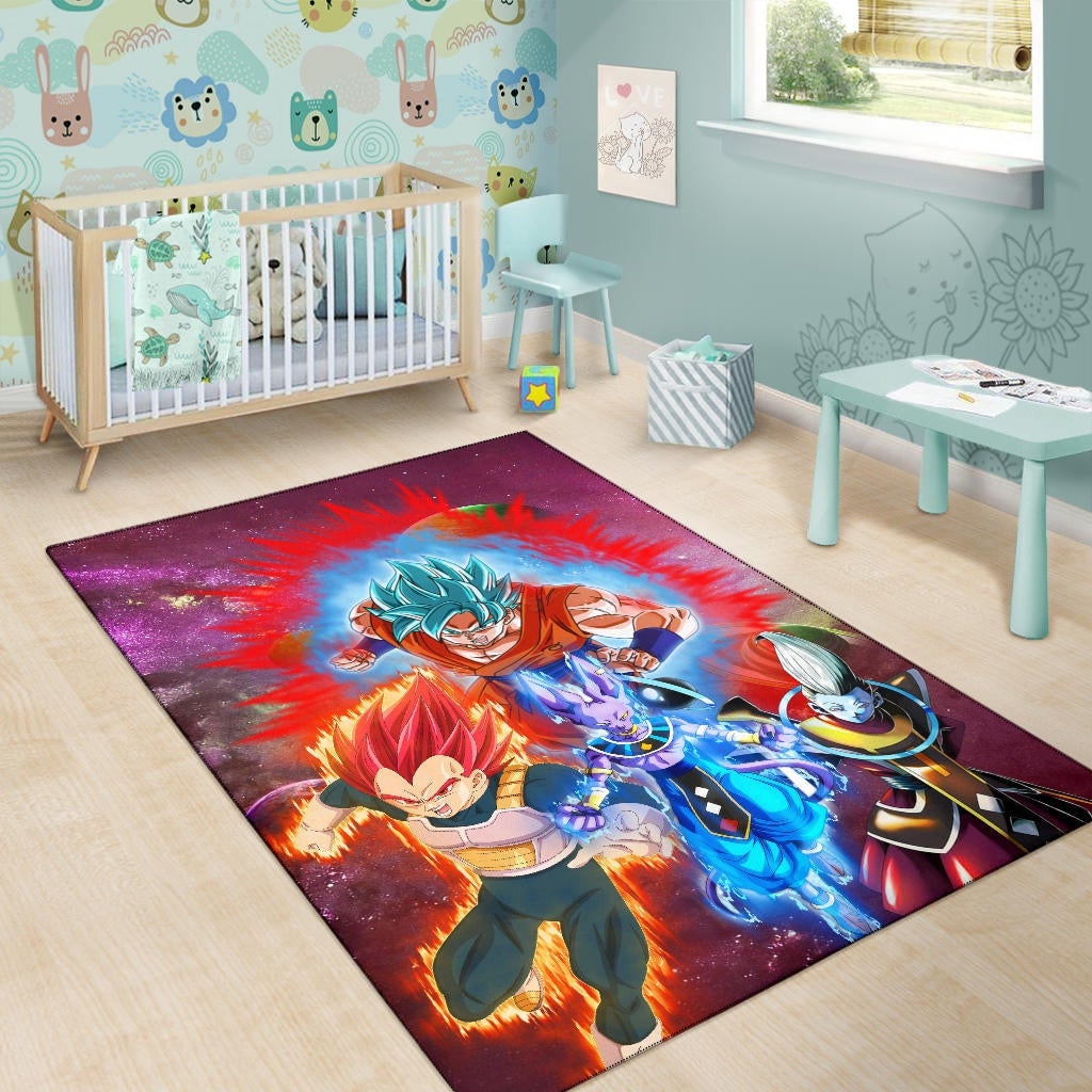 Dragon Ball Anime Area Rug - DB Super Saiyan Powerful Burst Limit Rugs Home Decor