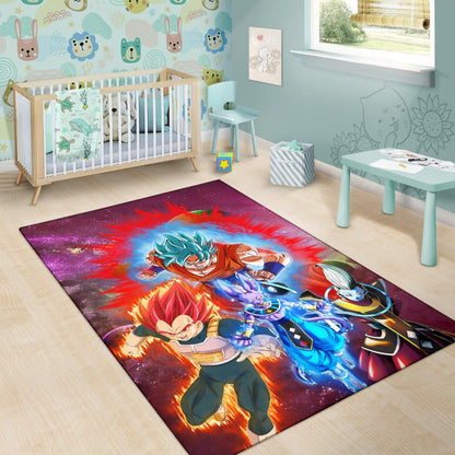 Dragon Ball Anime Area Rug - DB Super Saiyan Powerful Burst Limit Rugs Home Decor