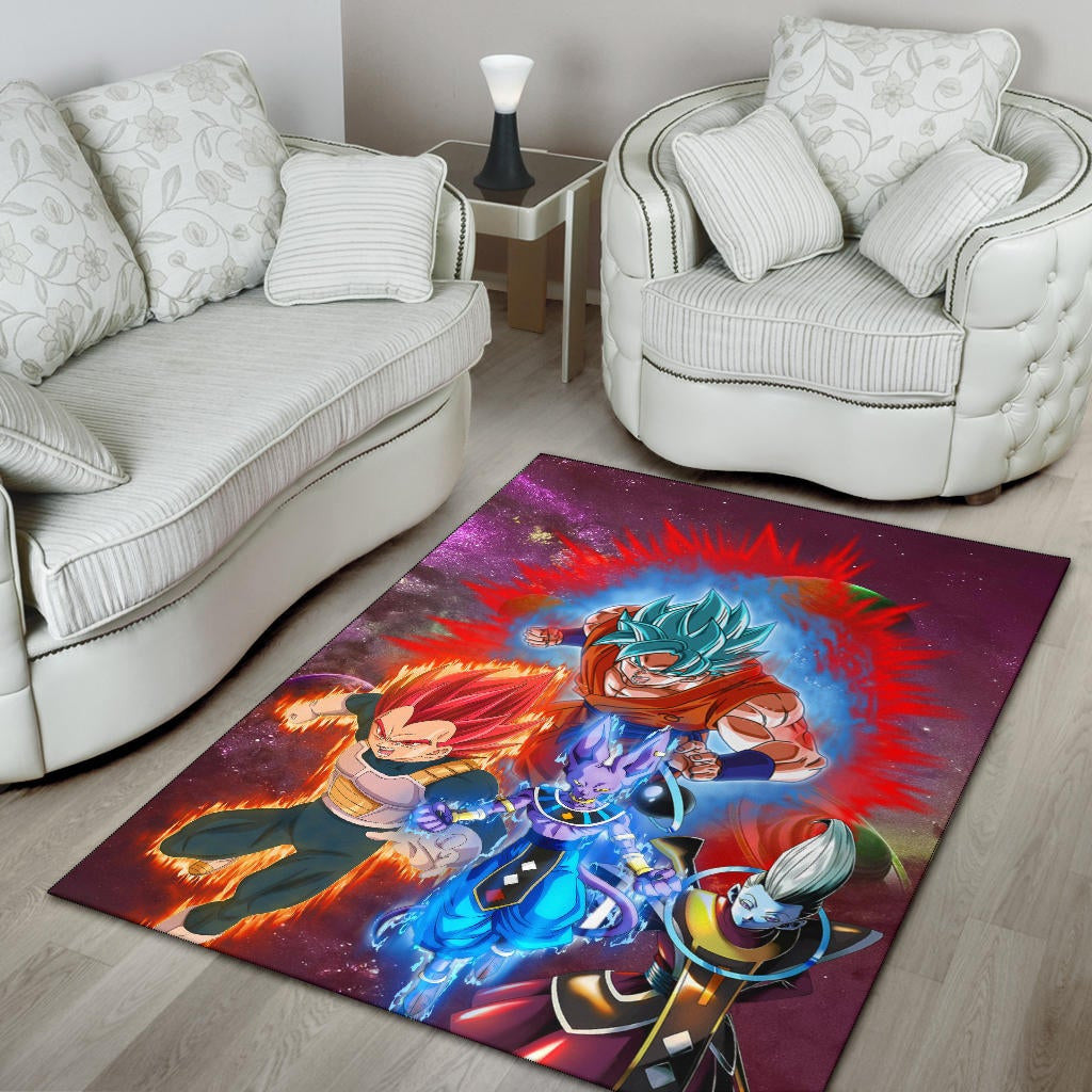 Dragon Ball Anime Area Rug - DB Super Saiyan Powerful Burst Limit Rugs Home Decor