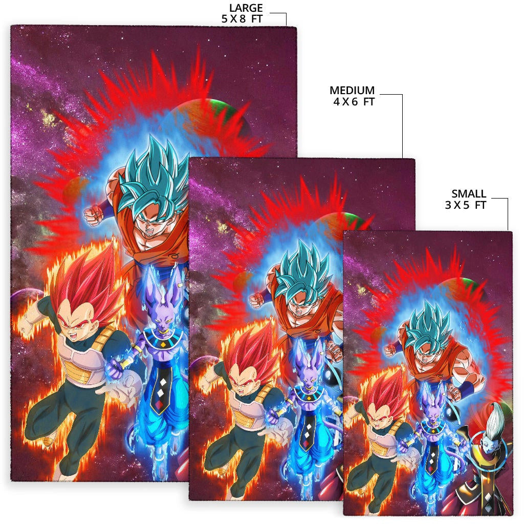 Dragon Ball Anime Area Rug - DB Super Saiyan Powerful Burst Limit Rugs Home Decor