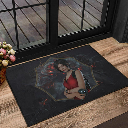 Resident Evil Game Door Mat - Pretty Ada Wong Red Dress Door Mat Home Decor