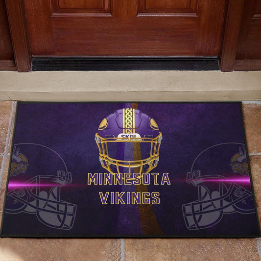 Minnesota Vikings American Football Team Door Mat Cool Purple Helmet Pink Neon Line Door Mat Home Decor