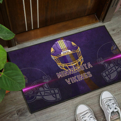 Minnesota Vikings American Football Team Door Mat Cool Purple Helmet Pink Neon Line Door Mat Home Decor