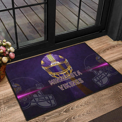 Minnesota Vikings American Football Team Door Mat Cool Purple Helmet Pink Neon Line Door Mat Home Decor