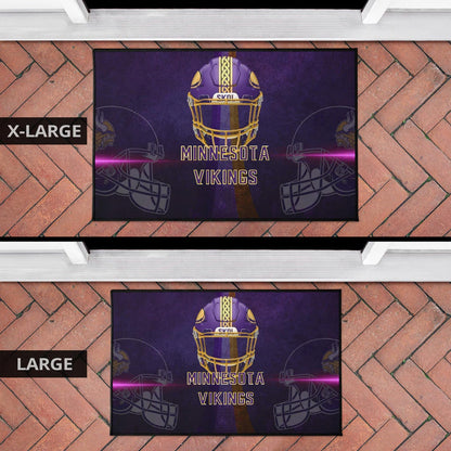 Minnesota Vikings American Football Team Door Mat Cool Purple Helmet Pink Neon Line Door Mat Home Decor