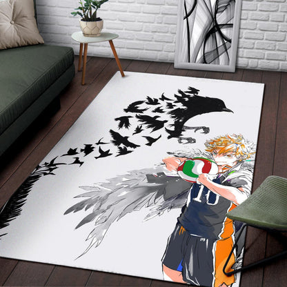 Haikyuu Anime Area Rug - Hinata Shoyo Crow Creating Cloak Artwork Rugs Home Decor