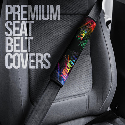 Valentine Seat Belt Covers - Skeleton Couple Colorful Rainbow Bright Smoke Belt Covers