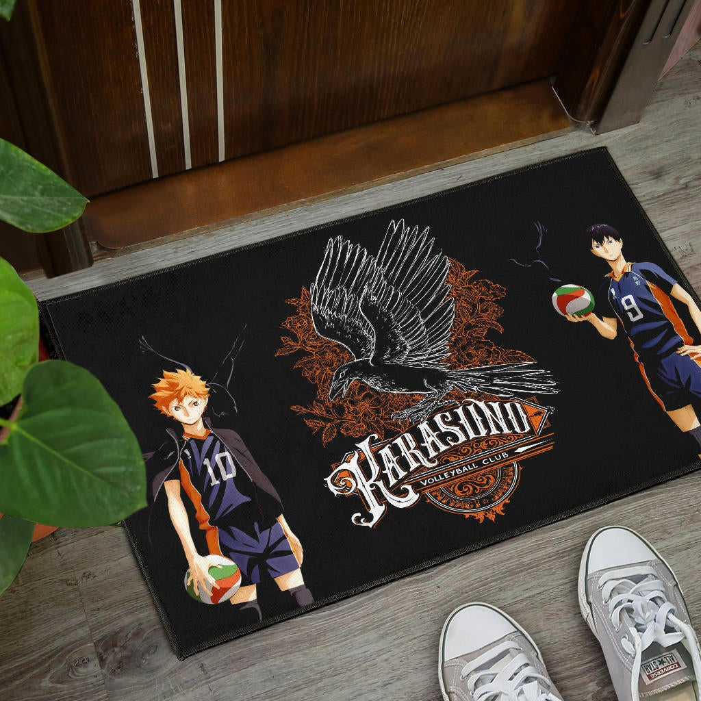 Haikyuu Anime Door Mat - Kageyama And Hinata Volleyball Club Raven Shadow Door Mat