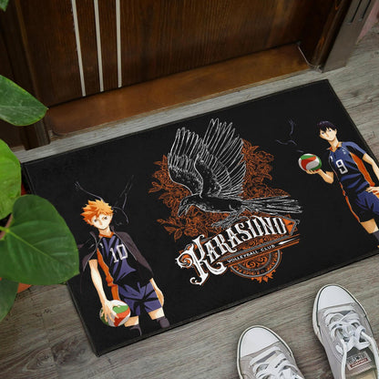 Haikyuu Anime Door Mat - Kageyama And Hinata Volleyball Club Raven Shadow Door Mat