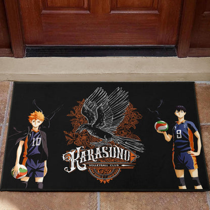 Haikyuu Anime Door Mat - Kageyama And Hinata Volleyball Club Raven Shadow Door Mat