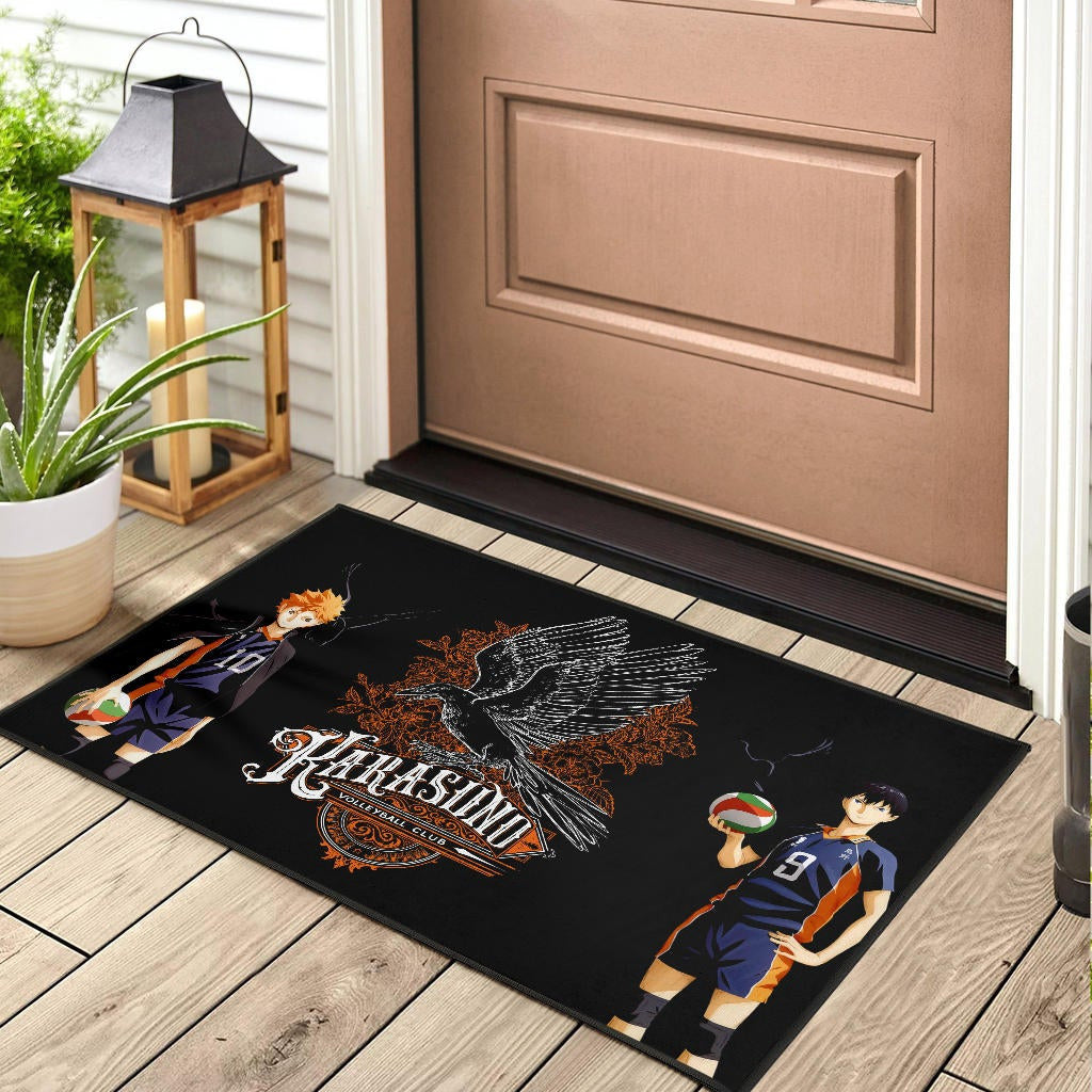 Haikyuu Anime Door Mat - Kageyama And Hinata Volleyball Club Raven Shadow Door Mat