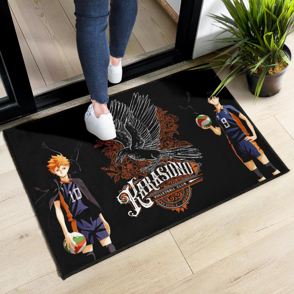 Haikyuu Anime Door Mat - Kageyama And Hinata Volleyball Club Raven Shadow Door Mat