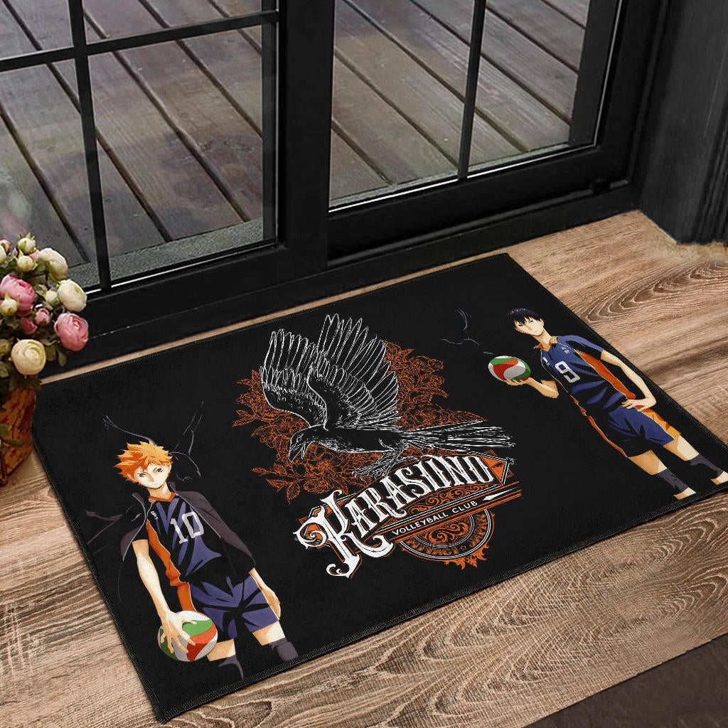 Haikyuu Anime Door Mat - Kageyama And Hinata Volleyball Club Raven Shadow Door Mat