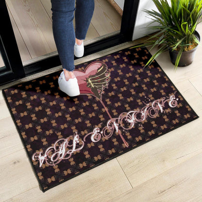 Valentine Door Mat - Skeleton Chest In Pink Heart Skull Patterns Door Mat Home Decor