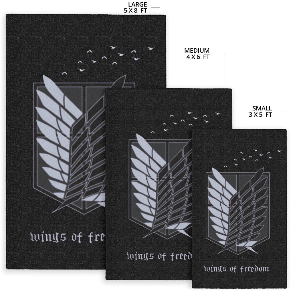 Attack On Titan Anime Area Rug - Wings Of Freedom Black And White Galaxy Rugs Home Decor
