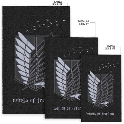 Attack On Titan Anime Area Rug - Wings Of Freedom Black And White Galaxy Rugs Home Decor