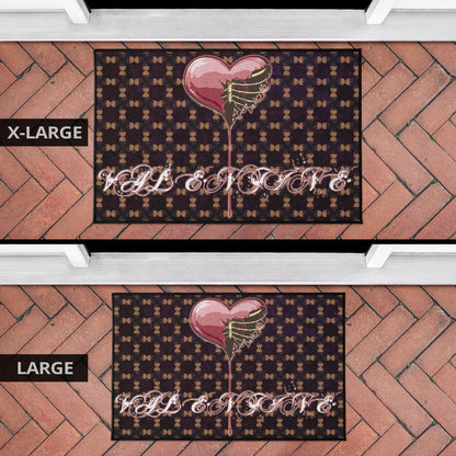 Valentine Door Mat - Skeleton Chest In Pink Heart Skull Patterns Door Mat Home Decor