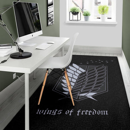 Attack On Titan Anime Area Rug - Wings Of Freedom Black And White Galaxy Rugs Home Decor