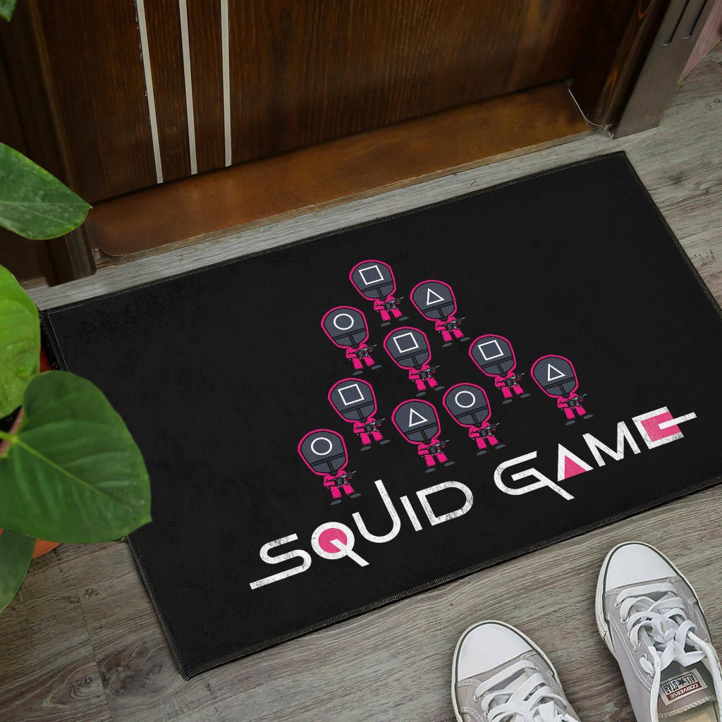 Squid Game Movie Door Mat - Funny Chibi Squid Workers Team Round Square Triangle Door Mat Home Decor